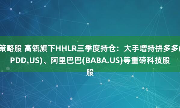 策略股 高瓴旗下HHLR三季度持仓：大手增持拼多多(PDD.US)、阿里巴巴(BABA.US)等重磅科技股