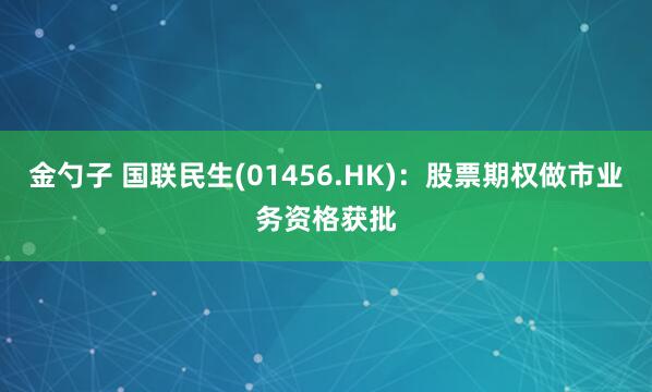 金勺子 国联民生(01456.HK)：股票期权做市业务资格获批